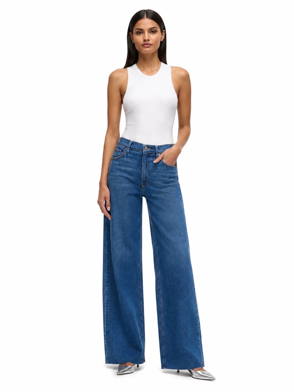 Hudson Jodie Wide Leg Jeans Canyon Spring Raw Hem Size 27 NWT